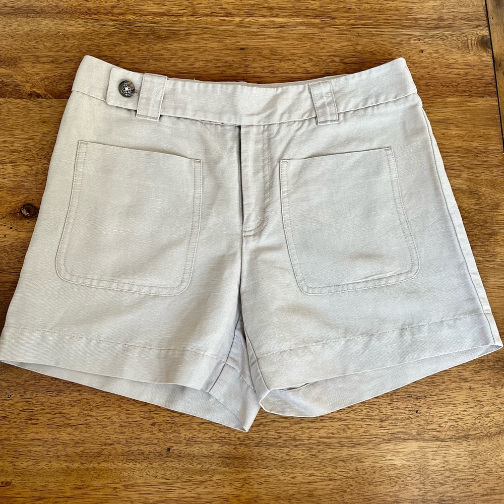 ANTHROPOLOGIE Daughters of the Liberation Linen-Blend Tan Shorts Size 4
